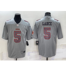 Men San Francisco 49ers 5 Trey Lance Grey With Patch Atmosphere Fashion Stitched Jersey