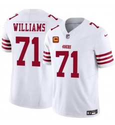 Men San Francisco 49ers 71 Trent Williams White 2025 F U S E With 4 Star C Patch Vapor Untouchable Limited Stitched Football Jersey Men San Francisco 49ers 71 Trent Williams White 2025 F U S E With 4 Star C Patch Vapor Untouchable Limited Stitched Football Jersey