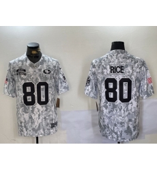 Men San Francisco 49ers 80 Jerry Rice 2024 F U S E Arctic Camo Salute To Service Limited Stitched Football Jersey