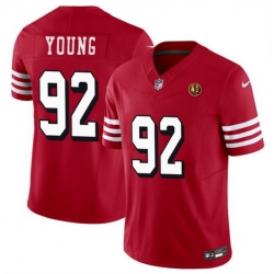 Men San Francisco 49ers 92 Chase Young New Red 2023 F U S E  With John Madden Patch Vapor Limited Stitched Football Jersey