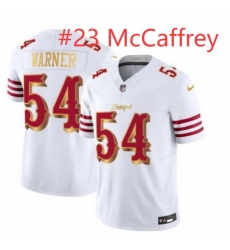 Men San Francisco 49ers Christian McCaffrey #23 White Gold 2025 F U S E Rivalries Vapor Limited Stitched Football Jersey Men San Francisco 49ers Christian McCaffrey #23 White Gold 2025 F U S E Rivalries Vapor Limited Stitched Football Jersey