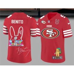 Men San Francisco 49ers Red Bad Bunny Super Bowl Football Jersey