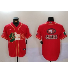 Men San Francisco 49ers Team Big Logo Red With Patch Cool Base Stitched Baseball Jersey 1