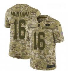 Mens Nike San Francisco 49ers 16 Joe Montana Limited Camo 2018 Salute to Service NFL Jersey