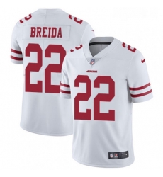 Mens Nike San Francisco 49ers 22 Matt Breida White Vapor Untouchable Limited Player NFL Jersey