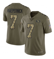 Nike 49ers #7 Colin Kaepernick Olive Camo Mens Stitched NFL Limited 2017 Salute To Service Jersey