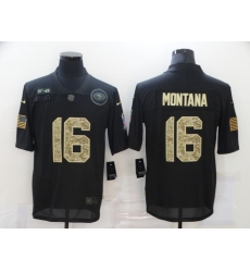 Nike San Francisco 49ers 16 Joe Montana Black Camo 2020 Salute To Service Limited Jersey