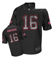 Reebok San Francisco 49ers 16 Joe Montana Authentic Sideline Black United Throwback NFL Jersey