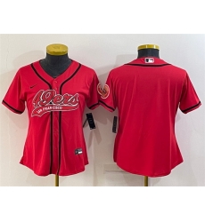 Women San Francisco 49ers Blank Red With Patch Cool Base Stitched Baseball Jersey