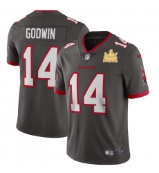 Men Tampa Bay Buccaneers 14 Chris Godwin Men Super Bowl LV Champions Patch Nike Pewter Alternate Vapor Limited Jersey