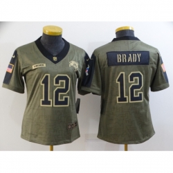 Women's Tampa Bay Buccaneers #12 Tom Brady Nike Olive 2021 Salute To Service Limited Player Jersey