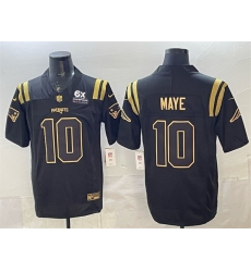 Men New England Patriots 10 Drake Maye Black Gold 2025 F U S E With 6x Super Bowl Champions Patch Limited Stitched Football Jersey Men New England Patriots 10 Drake Maye Black Gold 2025 F U S E With 6x Super Bowl Champions Patch Limited Stitched Football Jersey