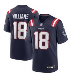 Men New England Patriots 18 Kyle Williams Navy 2025 Stitched Game Jersey