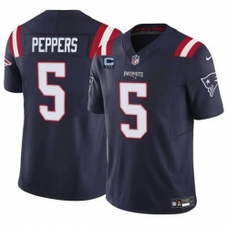 Men New England Patriots 5 Jabrill Peppers Navy F U S E  With 3 Star C Patch Vapor Limited Stitched Football Jersey