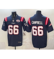 Men New England Patriots 66 Will Campbell Navy F U S E  2025 AFC East Championship Patch Vapor Limited Stitched Football Jersey
