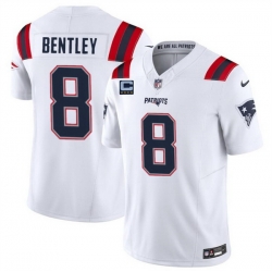 Men New England Patriots 8 Ja 27Whaun Bentley White F U S E  With 4 Star C Patch Vapor Limited Stitched Football Jersey