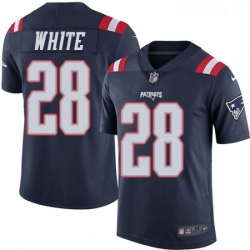 Mens Nike New England Patriots 28 James White Limited Navy Blue Rush Vapor Untouchable NFL Jersey