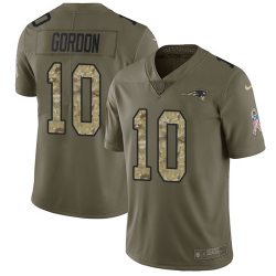 Nike Patriots #10 Josh Gordon Olive Camo Men Stitched NFL Limited 2017 Salute To Service Jersey