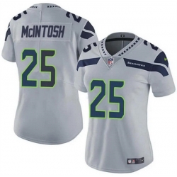 Women Seattle Seahawks 25 Kenny McIntosh Grey Vapor Limited Stitched Football Jersey