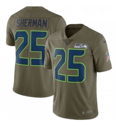 Youth Nike Seattle Seahawks 25 Richard Sherman Limited Olive 2017 Salute to Service NFL Jersey