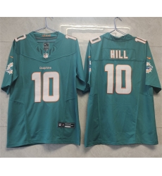 Men Miami Dolphins 10 Tyreek Hill Aqua 2023 F U S E Vapor Limited Stitched Football Jersey