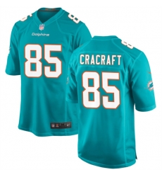 Men Miami Dolphins 85 River Cracraft Aqua Stitched Game Jersey