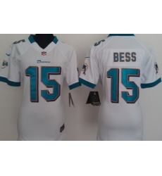 Women Nike Miami Dolphins 15 Davone Bess White Nike NFL Jerseys