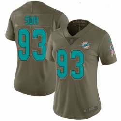 Womens Nike Miami Dolphins 93 Ndamukong Suh Limited Olive 2017 Salute to Service NFL Jersey