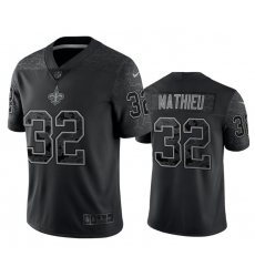 Men New Orleans Saints 32 Tyrann Mathieu Black Reflective Limited Stitched Football Jersey