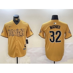 Men New Orleans Saints 32 Tyrann Mathieu yellow Cool Base Stitched Baseball Jersey