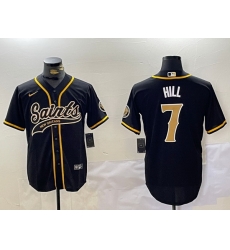 Men New Orleans Saints 7 Taysom Hill Black With Patch Cool Base Stitched Baseball Jersey