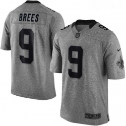 Mens Nike New Orleans Saints 9 Drew Brees Limited Gray Gridiron NFL Jersey