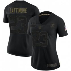 Women New Orleans Saints 23 Marshon Lattimore Black Salute To Service Limited Jersey