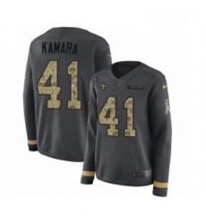 Womens Nike New Orleans Saints 41 Alvin Kamara Limited Black Salute to Service Therma Long Sleeve NFL Jersey