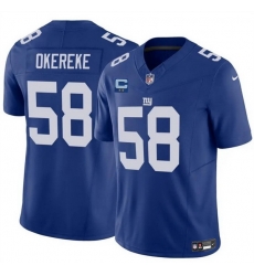 Men New York Giants 58 Bobby Okereke Blue 2025 F U S E  With 2 Star C Patch Vapor Untouchable Limited Stitched Jersey