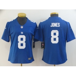 Women Nike Giants 8 Daniel Jones Royal Vapor Untouchable Limited Jersey