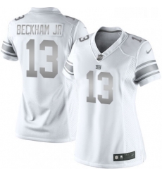 Womens Nike New York Giants 13 Odell Beckham Jr Limited White Platinum NFL Jersey