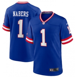 Youth New York Giants 1 Malik Nabers Royal 2024 F U S E Throwback Limited Stitched Jersey