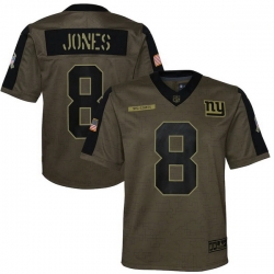 Youth New York Giants Daniel Jones Nike Olive 2021 Salute To Service Game Jersey