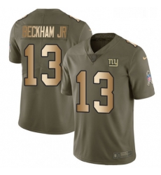 Youth Nike New York Giants 13 Odell Beckham Jr Limited OliveGold 2017 Salute to Service NFL Jersey