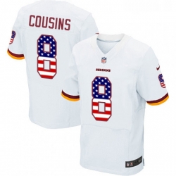 Mens Nike Washington Redskins 8 Kirk Cousins Elite White Road USA Flag Fashion NFL Jersey