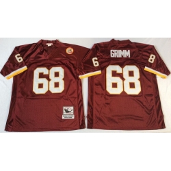 Mitchell And Ness Redskins #68 Russ Grimm Red Throwback Stitched NFL Jersey