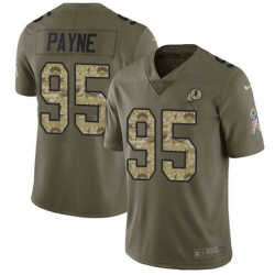 Nike Redskins #95 Da Ron Payne Olive Camo Mens Stitched NFL Limited 2017 Salute To Service Jersey