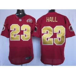 Nike Washington Redskins 23 DeAngelo Hall Red Elite Gold Number NFL Jersey