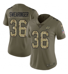 Nike Redskins #36 D J Swearinger Olive Camo Womens Stitched NFL Limited 2017 Salute to Service Jersey