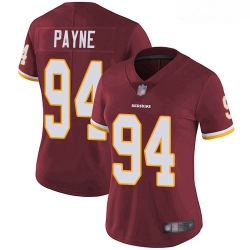 Redskins #94 Da 27Ron Payne Burgundy Red Team Color Women Stitched Football Vapor Untouchable Limited Jersey