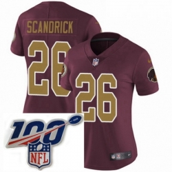 Womens Nike Washington Redskins 26 Orlando Scandrick Burgundy RedGold Number Alternate 80TH Anniversary Vapor Untouchable Limited Stitched 100th anniversar