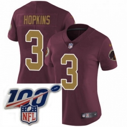 Womens Nike Washington Redskins 3 Dustin Hopkins Burgundy RedGold Number Alternate 80TH Anniversary Vapor Untouchable Limited Stitched 100th anniversary Ne