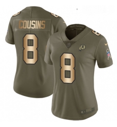 Womens Nike Washington Redskins 8 Kirk Cousins Limited OliveGold 2017 Salute to Service NFL Jersey