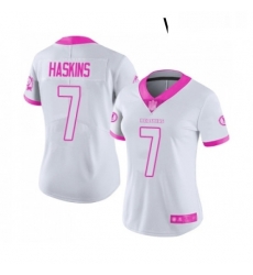 Womens Washington Redskins 7 Dwayne Haskins Limited White Pink Rush Fashion Football Jersey